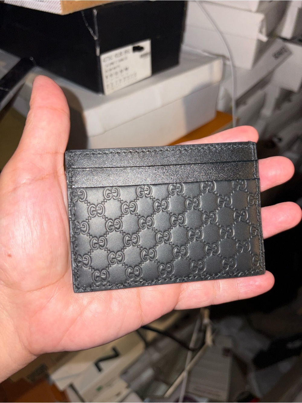 Gucci Black Embossed Leather Card Case